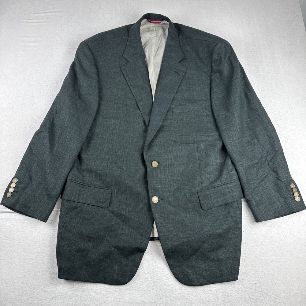 VTG Samuelsohn Loro Piana Mens Green Sport Coat Sz 46R Business Office